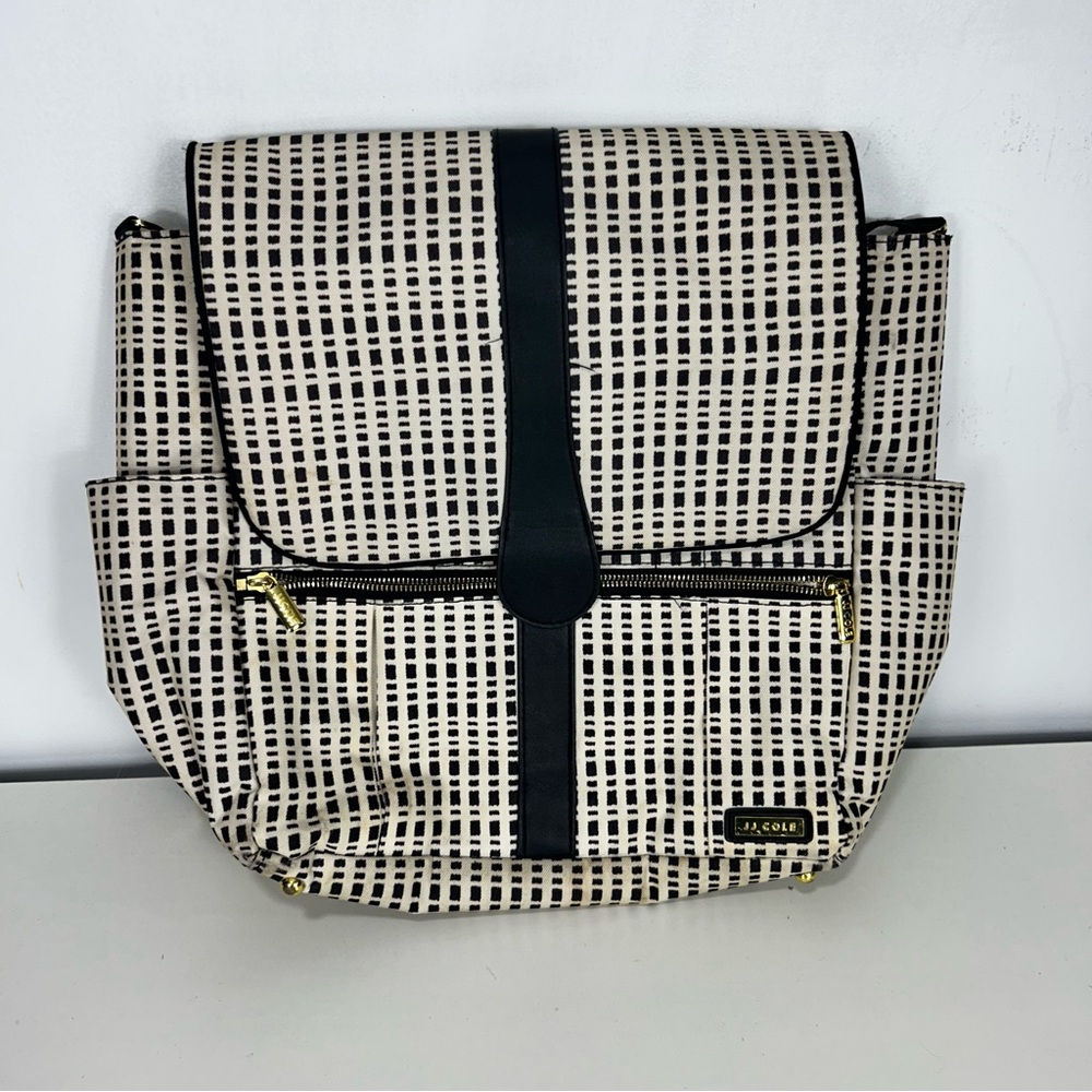 JJ Cole Black and Cream Diaper Bag Backpack